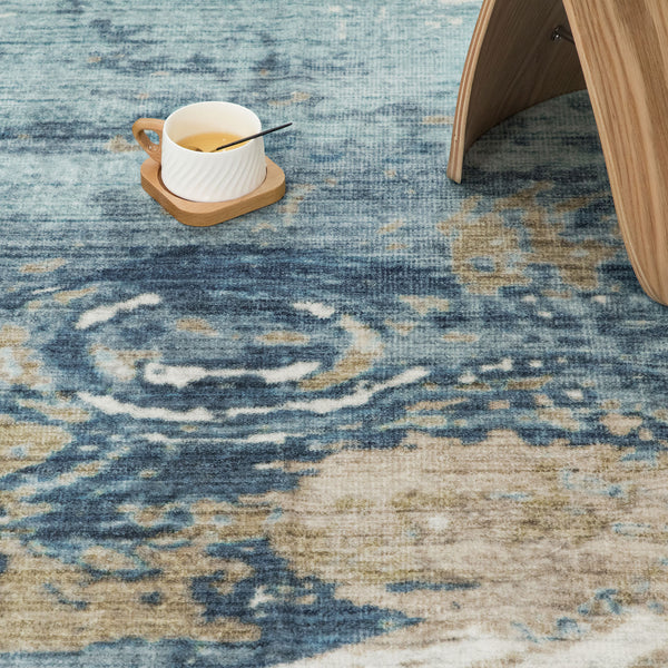 Clearance Extra Large Rug Blue Teal Aqua Soft Plush Modern Abstract Carpet Machine Washable Hall Runner Shag Mat