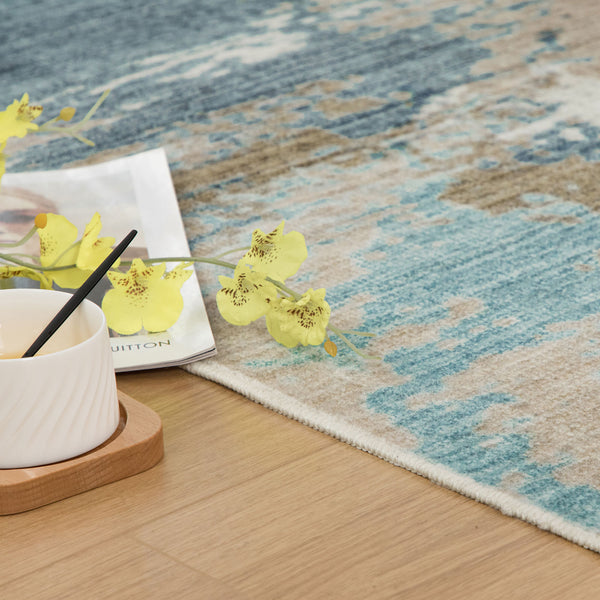 Clearance Extra Large Rug Blue Teal Aqua Soft Plush Modern Abstract Carpet Machine Washable Hall Runner Shag Mat