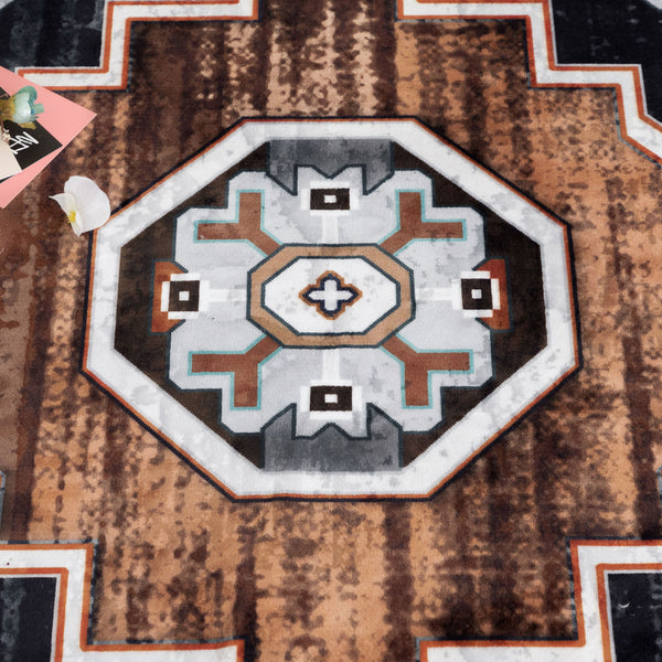 Clearance Extra Large Rug Dark Blue Brown Soft Plush Vintage Machine Washable Carpet Hallway Runner 6 Sizes