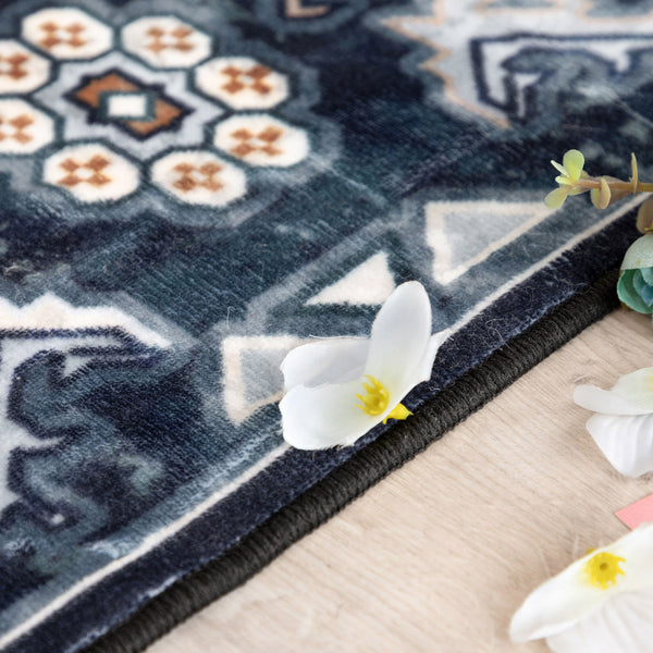 Clearance Extra Large Rug Dark Blue Brown Soft Plush Vintage Machine Washable Carpet Hallway Runner 6 Sizes