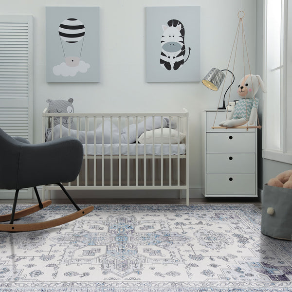 Extra Large Light Blue Rug Non Slip Plush Machine Washable Carpet Corridor Runner Mat