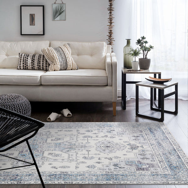 Extra Large Light Blue Rug Non Slip Plush Machine Washable Carpet Corridor Runner Mat