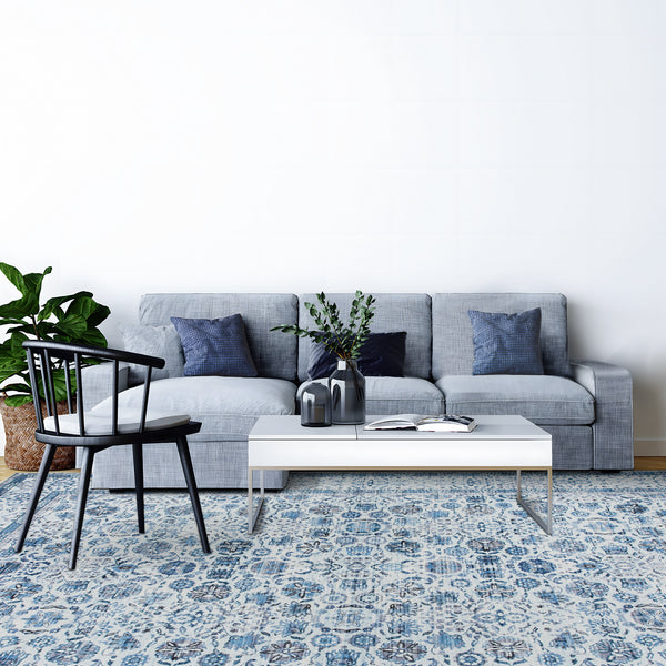 Extra Large Rug Ocean Blue Mandala Beautiful Allover Lounges Carpet Machine Washable Non Slip Mat