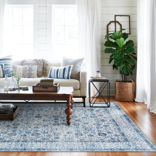 Extra Large Rug Ocean Blue Mandala Beautiful Allover Lounges Carpet Machine Washable Non Slip Mat