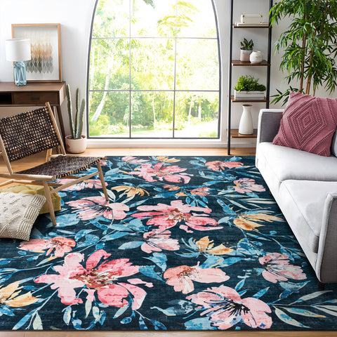 Extra Large Rug Blue Romance Elegant Tropical Modern Lounges Carpet Machine Washable Mat - Rugaustralia