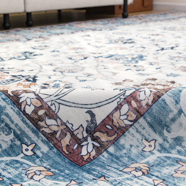 Clearance Extra Large Baby Blue Area Rug Soft Plush Allover Traditional Carpet Machine Washable