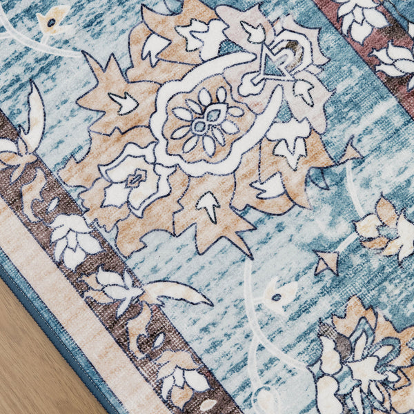 Clearance Extra Large Baby Blue Area Rug Soft Plush Allover Traditional Carpet Machine Washable