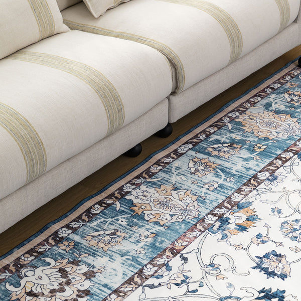 Clearance Extra Large Baby Blue Area Rug Soft Plush Allover Traditional Carpet Machine Washable