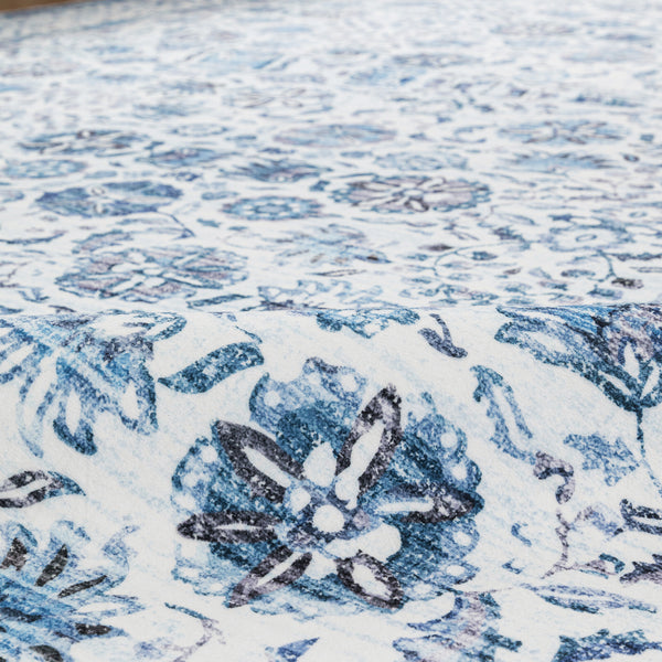 Bright Blue Mandala Hallway Runner Soft Plush Floor Rug Washable Mat 80x300cm