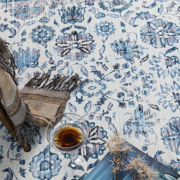 Bright Blue Mandala Hallway Runner Soft Plush Floor Rug Washable Mat 80x300cm