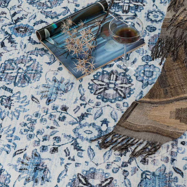 Bright Blue Mandala Hallway Runner Soft Plush Floor Rug Washable Mat 80x300cm