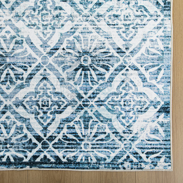 Blue Diamond Hallway Runner Non Slip Corridor Rugs Modern Carpet 80x300cm