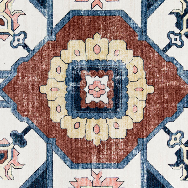 Dark Blue Floor Runner Non Slip Retro Carpet Machine Washable Runner Rug 80x300cm