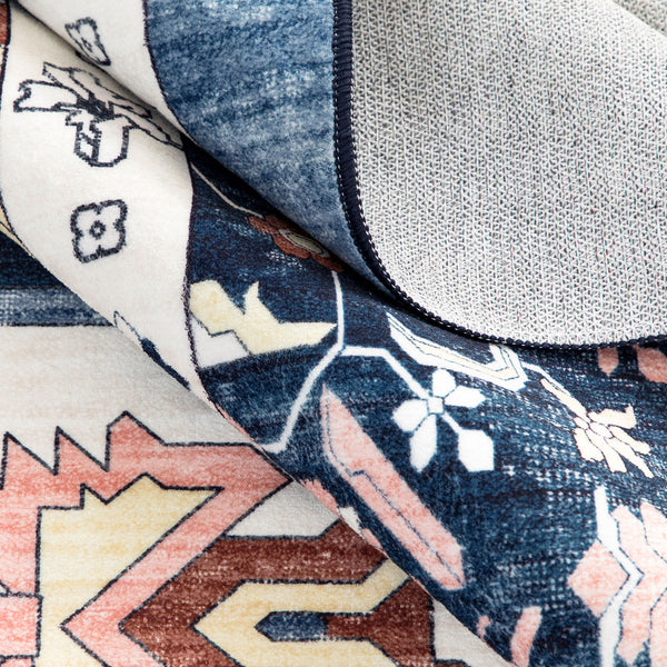 Extra Large Floor Rug Stunning Navy Blue  Allover Plush Non Slip Traditional Vintage Lounges Machine Washable Mat