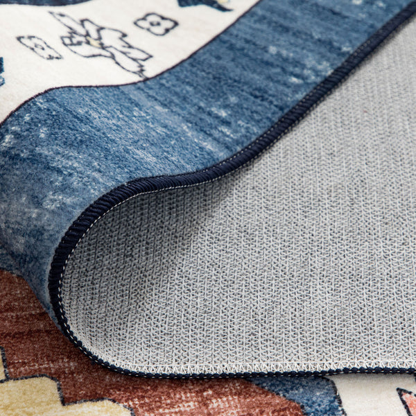 Extra Large Floor Rug Stunning Navy Blue  Allover Plush Non Slip Traditional Vintage Lounges Machine Washable Mat