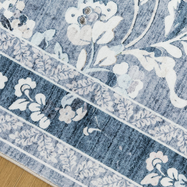 Extra Large Floor Rug Sky Blue Floral Leaves Lounges Carpet Machine Washable Tropical Mat Non Slip Soft Plush Rugs