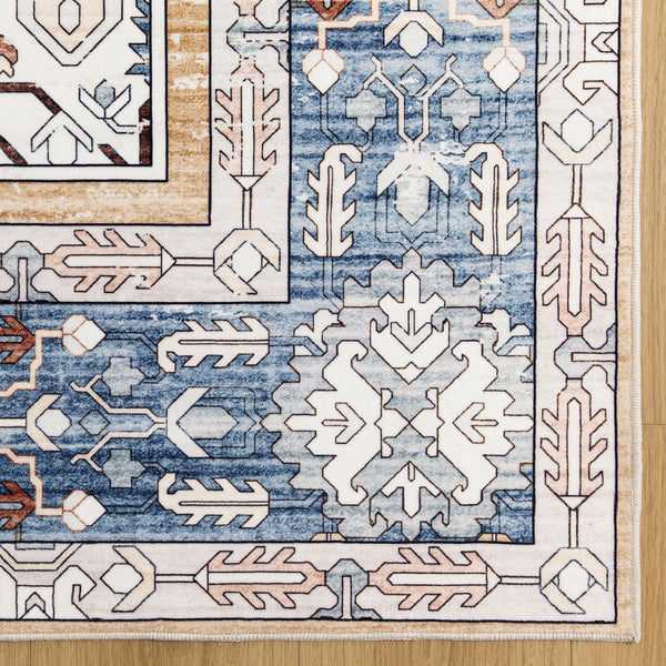 Blue Vintage Hallway Runner Soft Plush Retro Runner Rug Non-slip Mat 80x300cm