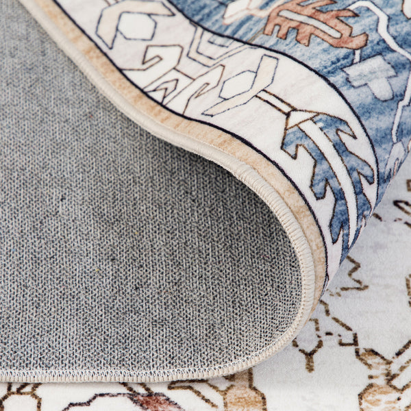 Blue Vintage Hallway Runner Soft Plush Retro Runner Rug Non-slip Mat 80x300cm