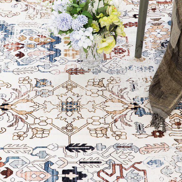 Flash Deal Extra Large Rug Navy Blue Ivory Beautiful Vintage Traditional Carpet Machine Washable