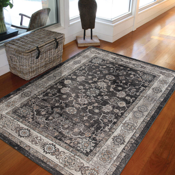 Extra Large Floor Rug Dark Brown Beautiful Allover Traditional Carpet Runner Washable Mat