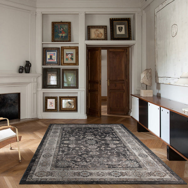 Extra Large Floor Rug Dark Brown Beautiful Allover Traditional Carpet Runner Washable Mat