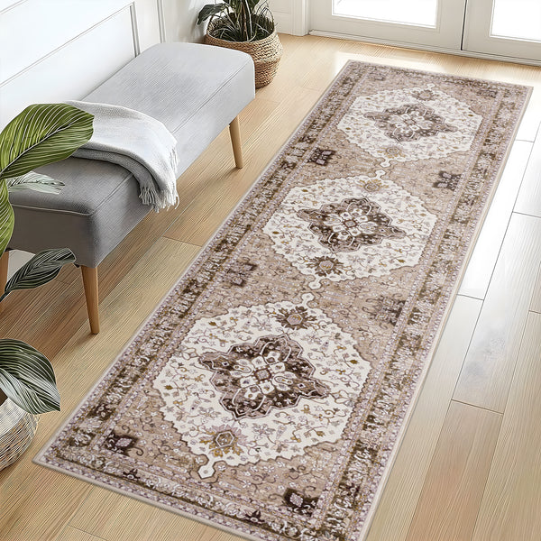 Extra Large Machine Washable Rug Camel Beige Soft Plush Traditional Carpet Non Slip Mat - Rugaustralia