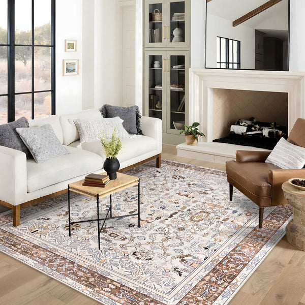 Extra Large Rug Coffee Brown Soft Plush Beautiful Allover Vintage Retro Carpet Machine Washable Mat Runner