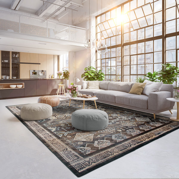 Clearance Extra Large Gold Brown Grey Beautiful Distressed Traditional Carpet Hall Runner Machine Washable