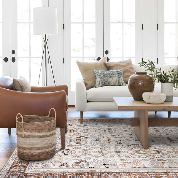 Extra Large Rug Coffee Brown Soft Plush Beautiful Allover Vintage Retro Carpet Machine Washable Mat Runner