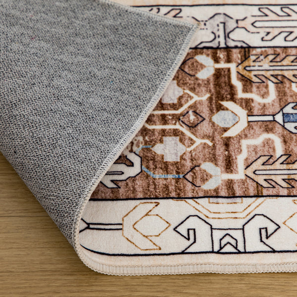 Coffee Brown Hallway Runner Soft Plush Distressed Retro Carpet Mat 80x300cm