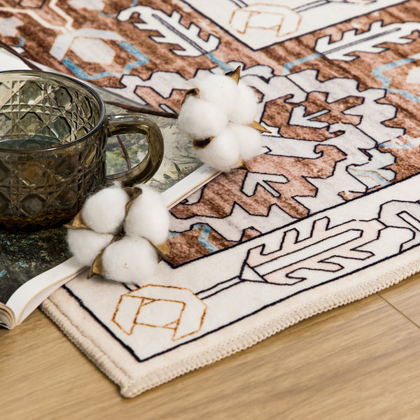 Extra Large Rug Coffee Brown Soft Plush Beautiful Allover Vintage Retro Carpet Machine Washable Mat Runner