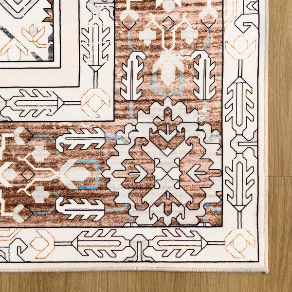 Coffee Brown Hallway Runner Soft Plush Distressed Retro Carpet Mat 80x300cm