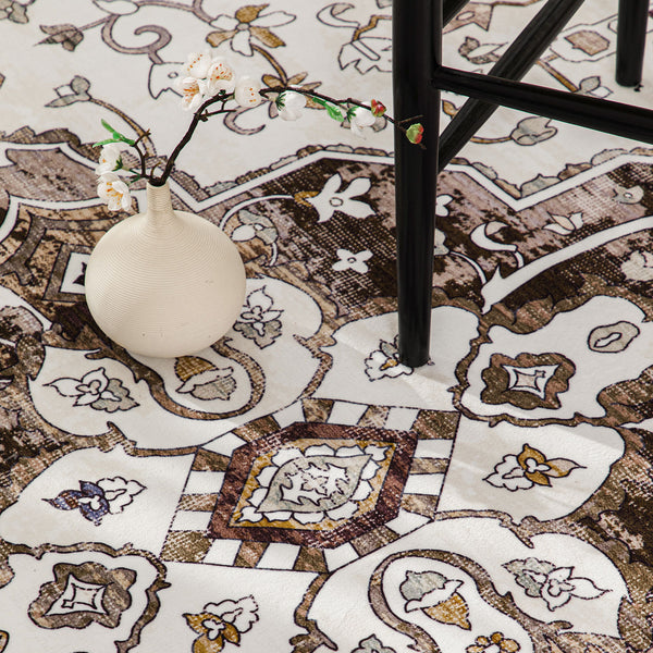 Beautiful Persian Runner Machine Washable Mat Beige Camel Non Slip Mat 80x300cm