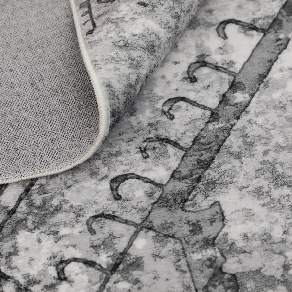 Hall Way Runner Rug Charcoal Gray Vintage Bedside Carpet Corridor Rugs Washable 80x300cm