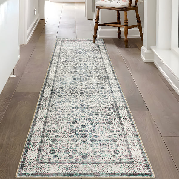 Charcoal Black Hallway Runner Machine Washable Non Slip Corridor Rugs 80x300cm