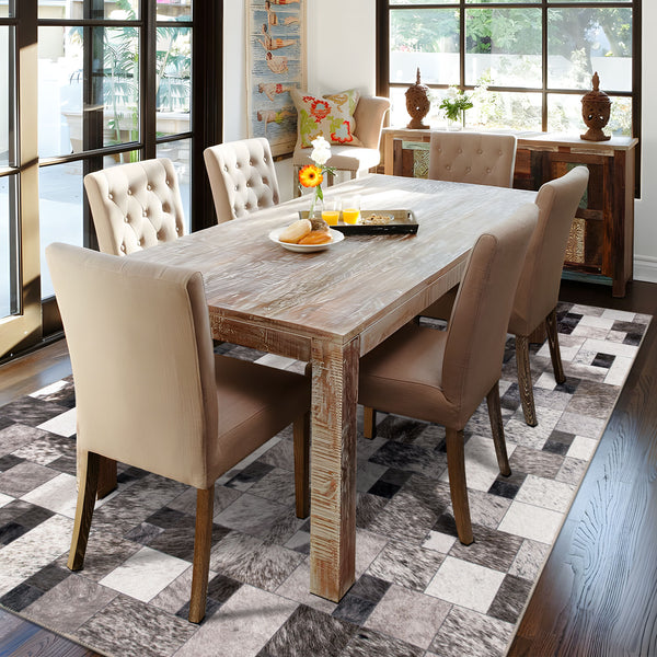 Extra Large Faux Cowhide Rug Grey Grid Cow Hide Carpet Patchwork Washable Runner Machine Washable
