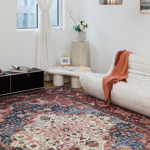 Extra Large Area Rug Vintage Red Soft Plush Non Slip Lounges Carpet Washable Mat Corridor Runner
