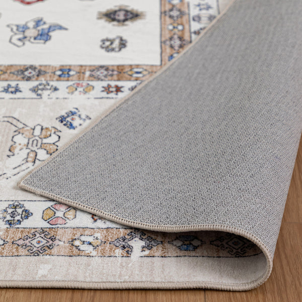 Extra Large Floor Rug Beige Diamond Boho Machine Washable Carpet Modern Rugs Mat - Rugaustralia