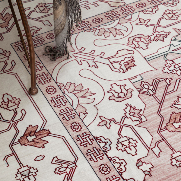 Extra Large Rug Pastel Pink Retro Lounges Carpet Beautiful Soft Plush Runner Machine Washable Mat - Rugaustralia