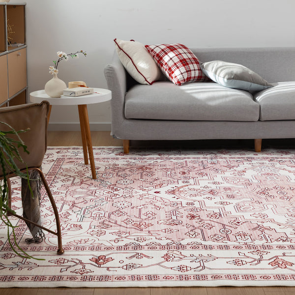 Extra Large Rug Pastel Pink Retro Lounges Carpet Beautiful Soft Plush Runner Machine Washable Mat - Rugaustralia