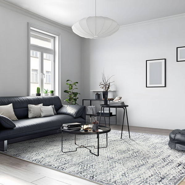 Extra Large Floor Rug Light Grey Plush Warm Geometric Diamond Carpet Machine Washable Runner