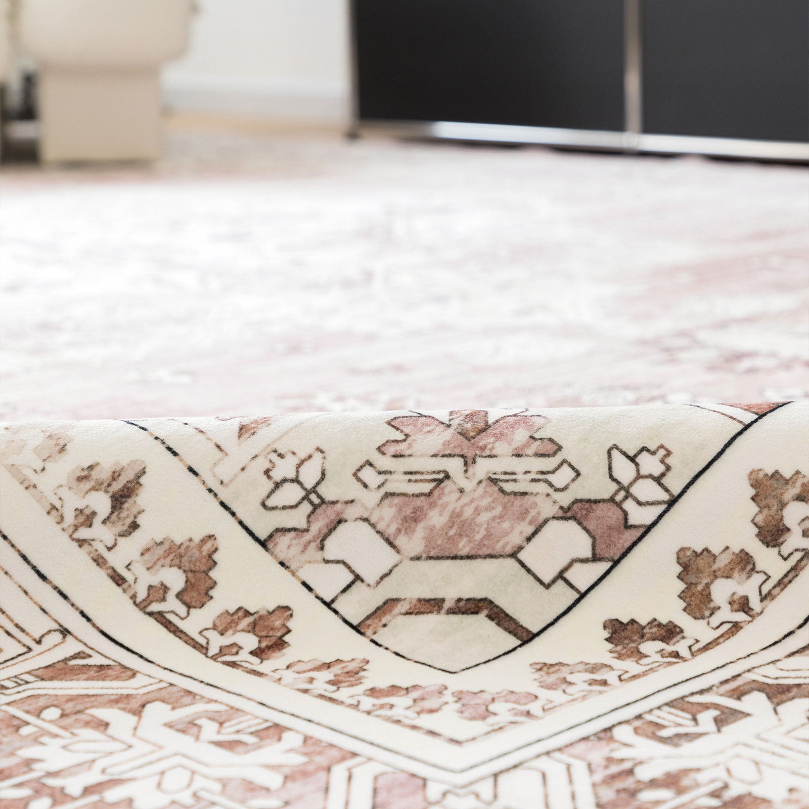 Clearance Extra Large Area Rug Dusty Pink Plush Traditional Carpet Hal ...