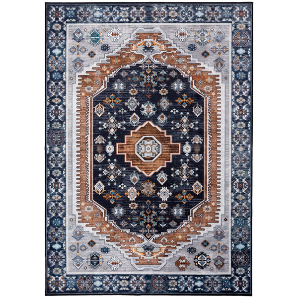 Clearance Extra Large Rug Dark Blue Brown Soft Plush Vintage Machine Washable Carpet Hallway Runner 6 Sizes