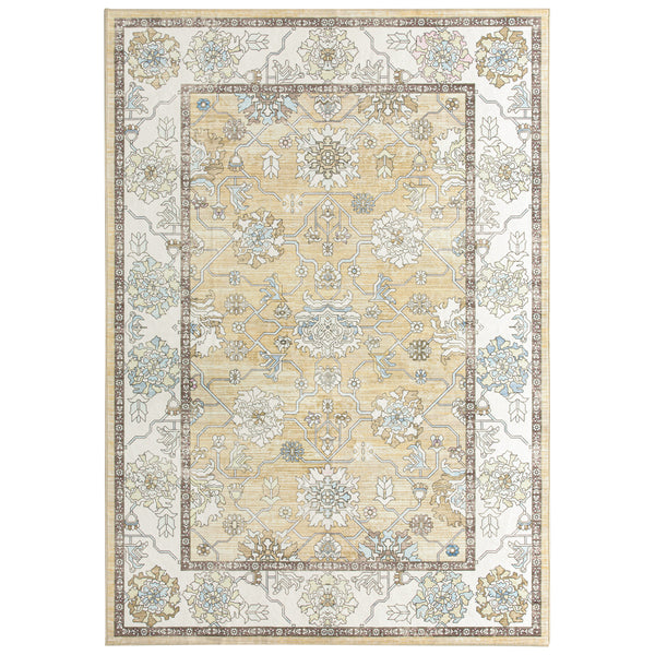 Extra Large Soft Gold Beige Modern Classic Carpet Vintage Hallway Runner Machine Washable