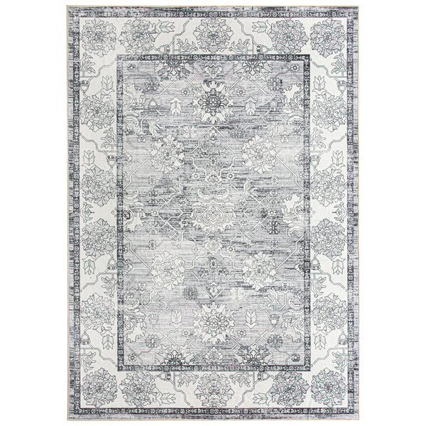 Extra Large Rug Silver Grey Neutral Distressed Lounges Carpet Runner Mat Machine Washable