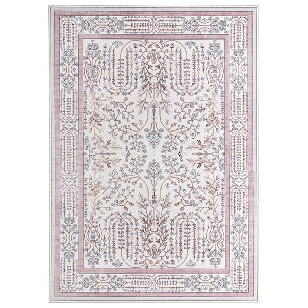 Extra Large Floor Rug Dusty Rose Pink  Beautiful Vines Machine Washable Carpet Non Slip Soft Hallway Rug