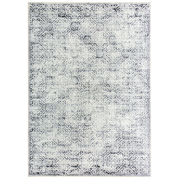 Extra Large Floor Rug Light Grey Plush Warm Geometric Diamond Carpet Machine Washable Runner