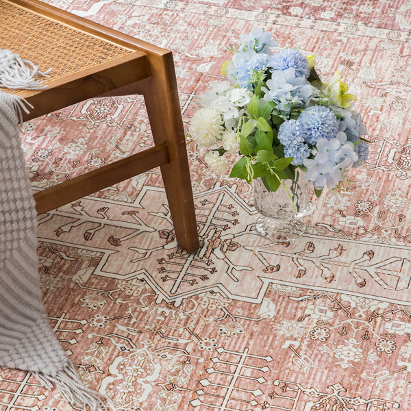 Terracotta Hallway Runner Beautiful Distressed Non Slip Entryway Carpet 80x300cm