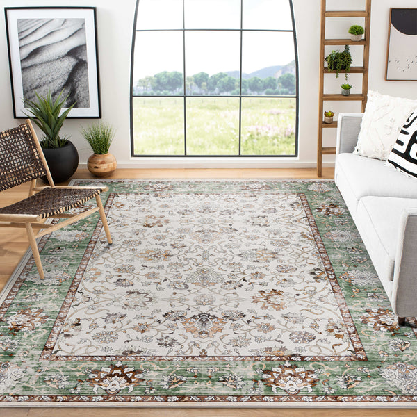Clearance Extra Large Sage Green Area Rug Soft Traditional Carpet Machine Washable Mat