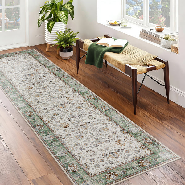 Clearance Extra Large Sage Green Area Rug Soft Traditional Carpet Machine Washable Mat